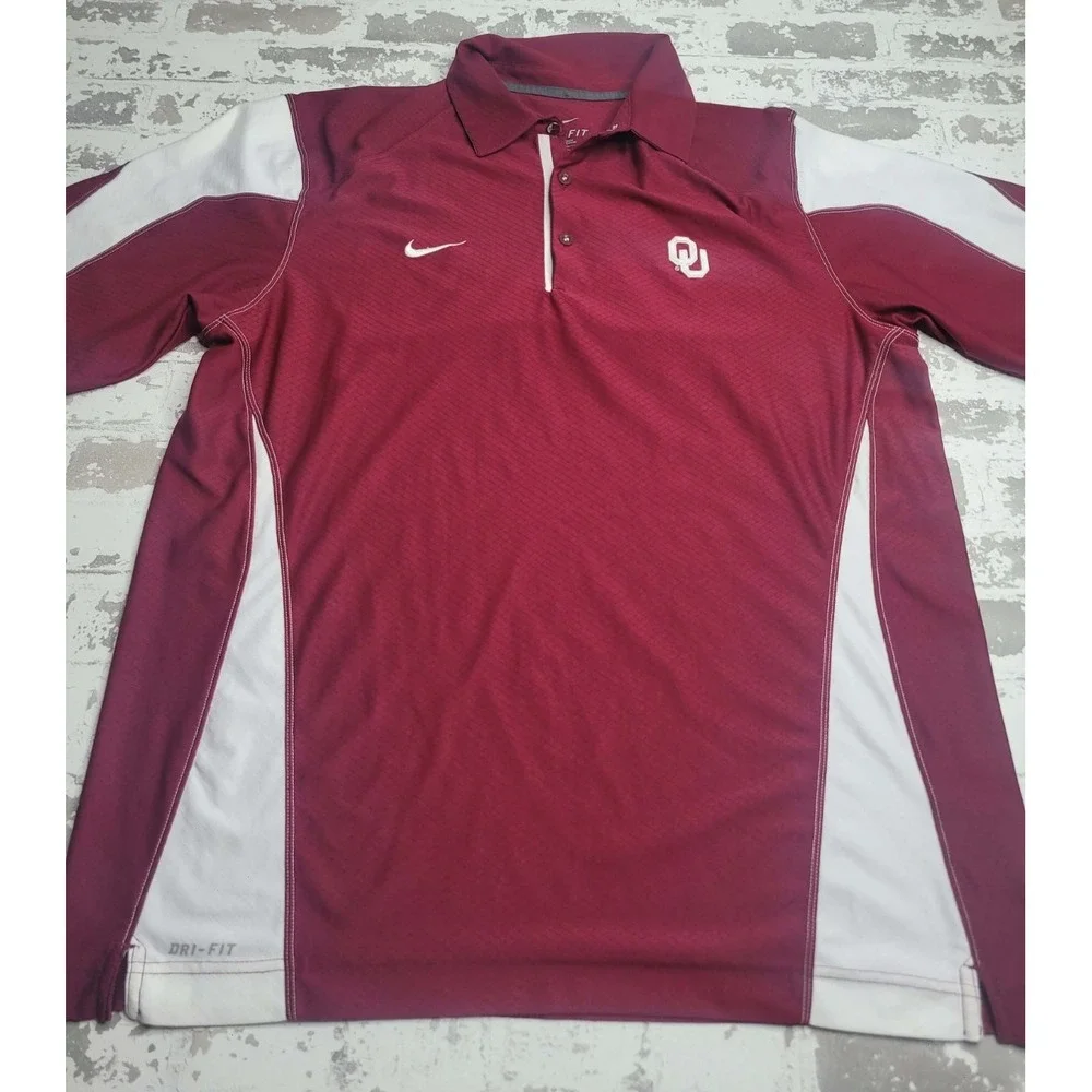 Nike Dri-Fit Oklahoma University‎ Sooners Short Sleeve Maroon Men's Polo Large